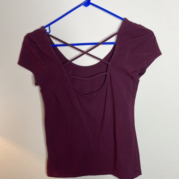 Burgundy open back short sleeve - Picture 2 of 2
